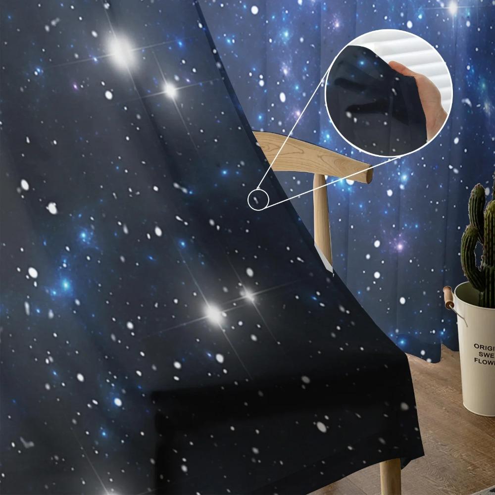 Starry Sky Blue Sheer Curtains for Living Room Decoration Window Curtains for Kitchen Tulle Voile Organza Curtains