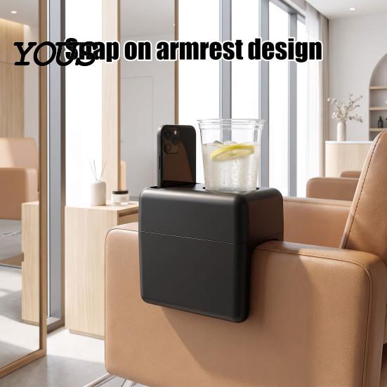 Organizador de Reposabrazos para Silla de Salón con Bandeja, Almacenamiento para Cabello con Soporte para Teléfono/Vaso, Bandeja Lateral de Plástico para Estilista, Mesa de Belleza para Artículos Personales del Cliente Se Adapta