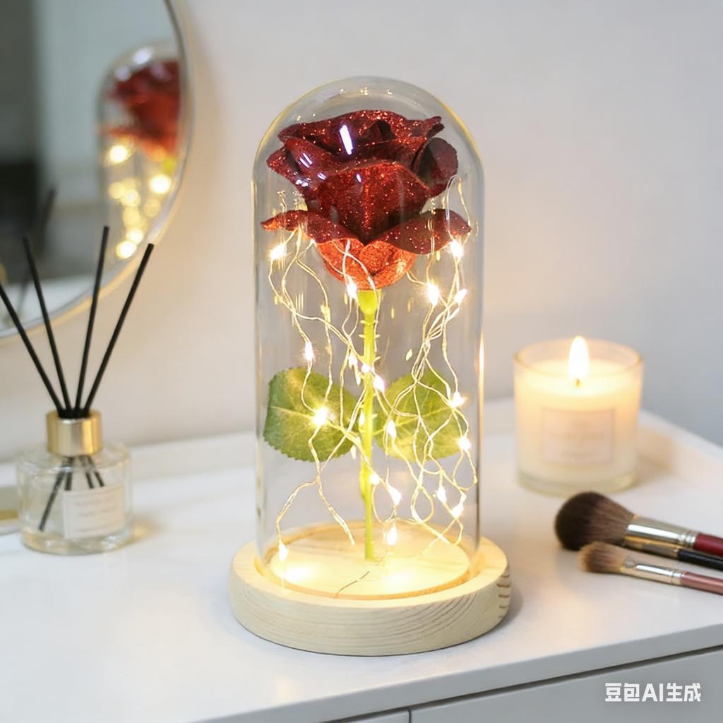 Beauty And The  Rose Energy-Saving Rose Gift Light Up Rose Artificial For Birthday Anniversary Weddings