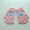 -Year-old Children's Gloves Knitted Primary School Students To Keep Warm In Winter Boys and Girls Cute Velvet Cold-proof Cartoon Finger Line