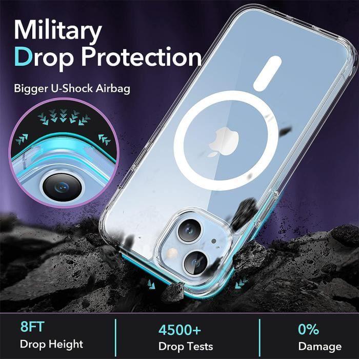 Coque de protection - BOOLING - pour iPhone 15 - Silicone Transparent - Cercle Magnétique - 2 Verres Trempés