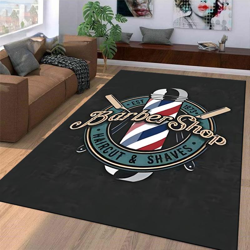 Barber Shop Carpet with Retro Barber Pole Design for Home Decor Suitable for Use As an Anti-slip for Living Room Bedroom Sofas