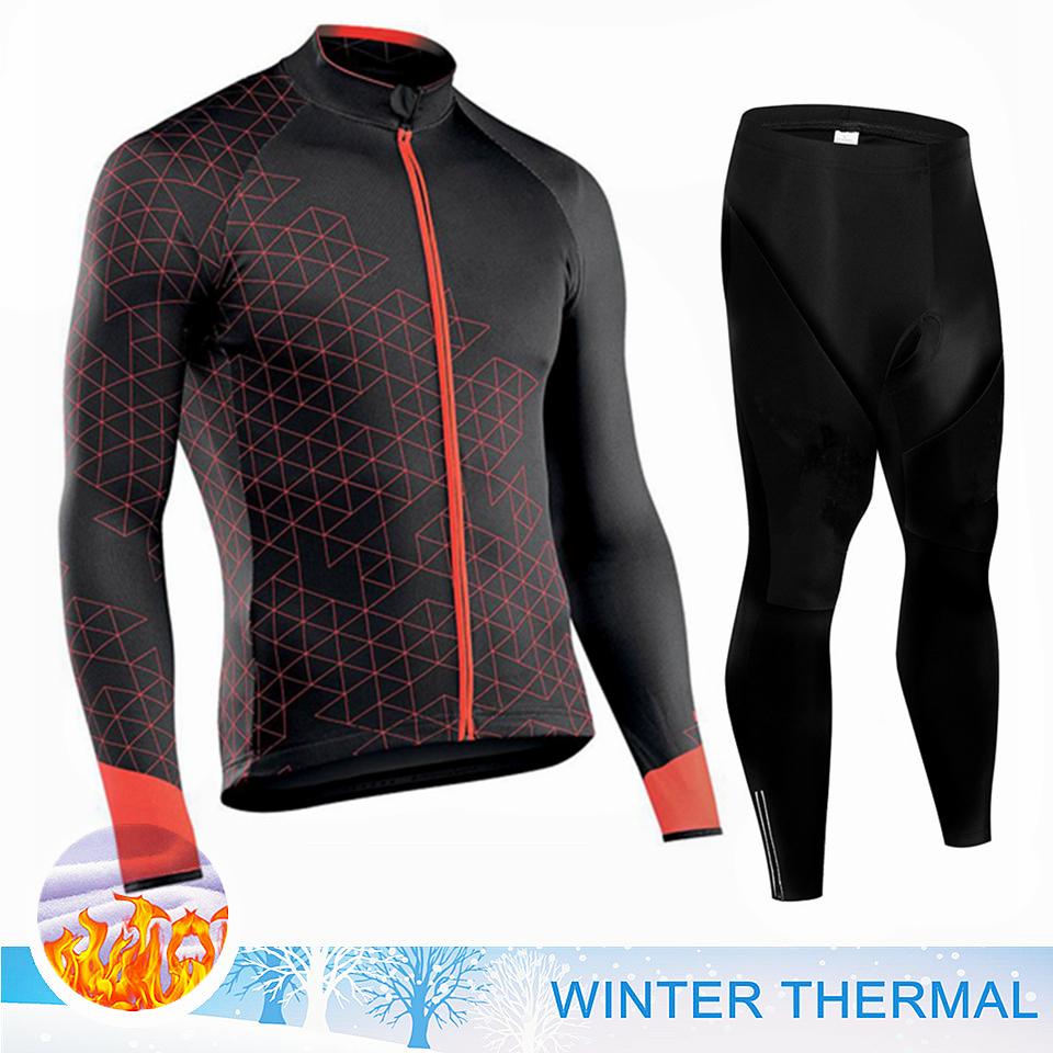 2025 Pro Team Winter Thermal Fleece Cycling Jersey Set Long Sleeve Bicycle Clothing Mtb Bike Wear Maillot Ropa Ciclismo Cycling