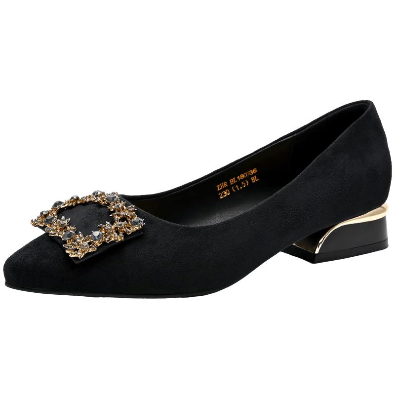 ZHR BL180F Women s Pointed Toe Rhinestone Loafers 37