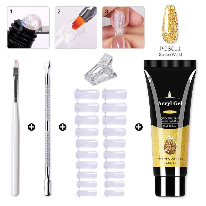Poly-Nagel-Gel-Set, alles für die schnelle Verlängerung, Nagelmaniküre-Set, Gel-Nagelhautschieber, Fingerverlängerungsform, Nagel-Werkzeug-Set