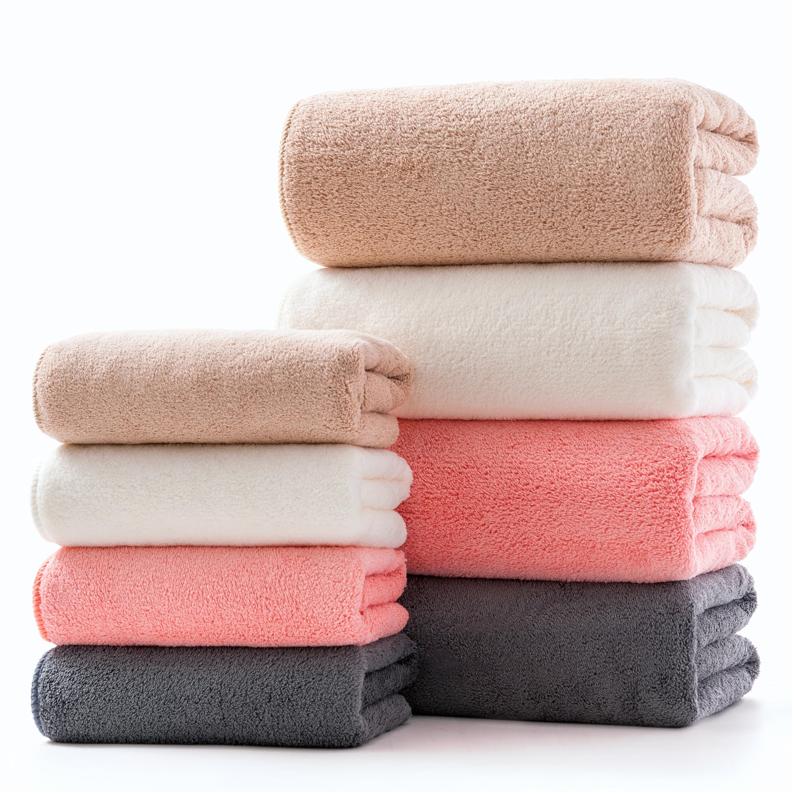 

Lumimi Instant Absorbent Microfiber Large Towel Towels 4 4 Face Towels 4 4 Strong fluffy durable bath essentials Mocha Hotel-Style Set [Bath (approx.
