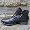 Women's round head artificial mouth women's leather boots side zipper Martin boots warm women's shoes