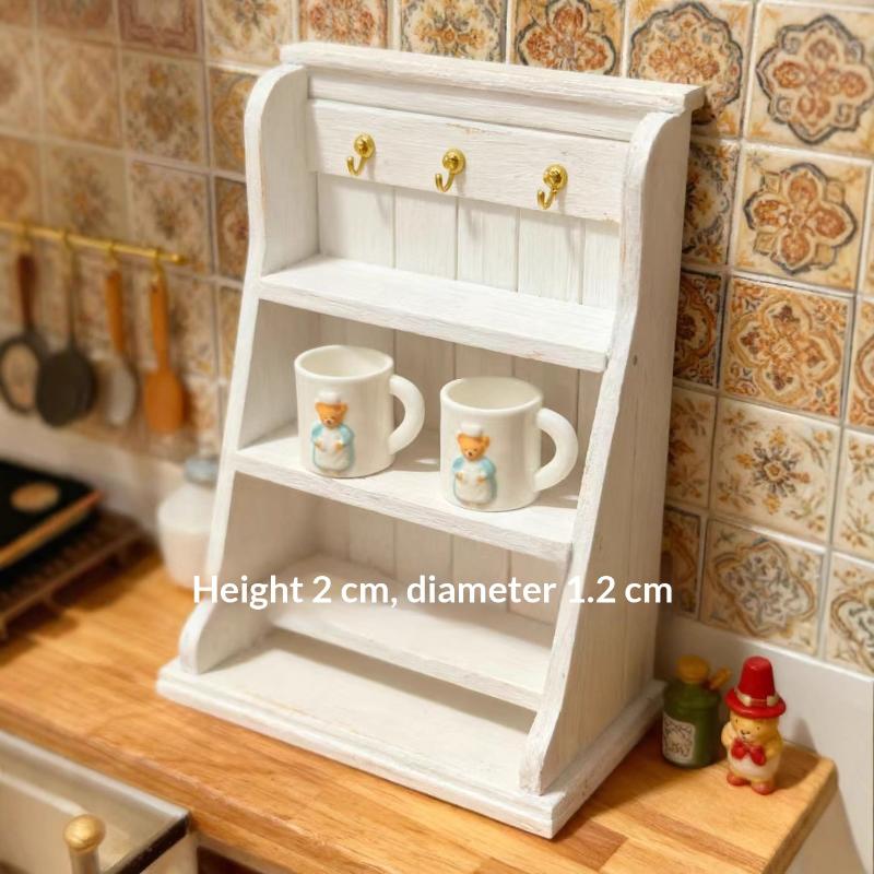 2Pcs Miniature Dollhouse Bear Mug Water Cups Model Dollhouse Home Scene Decoration Dolls House Accessories Pretend Play Toys