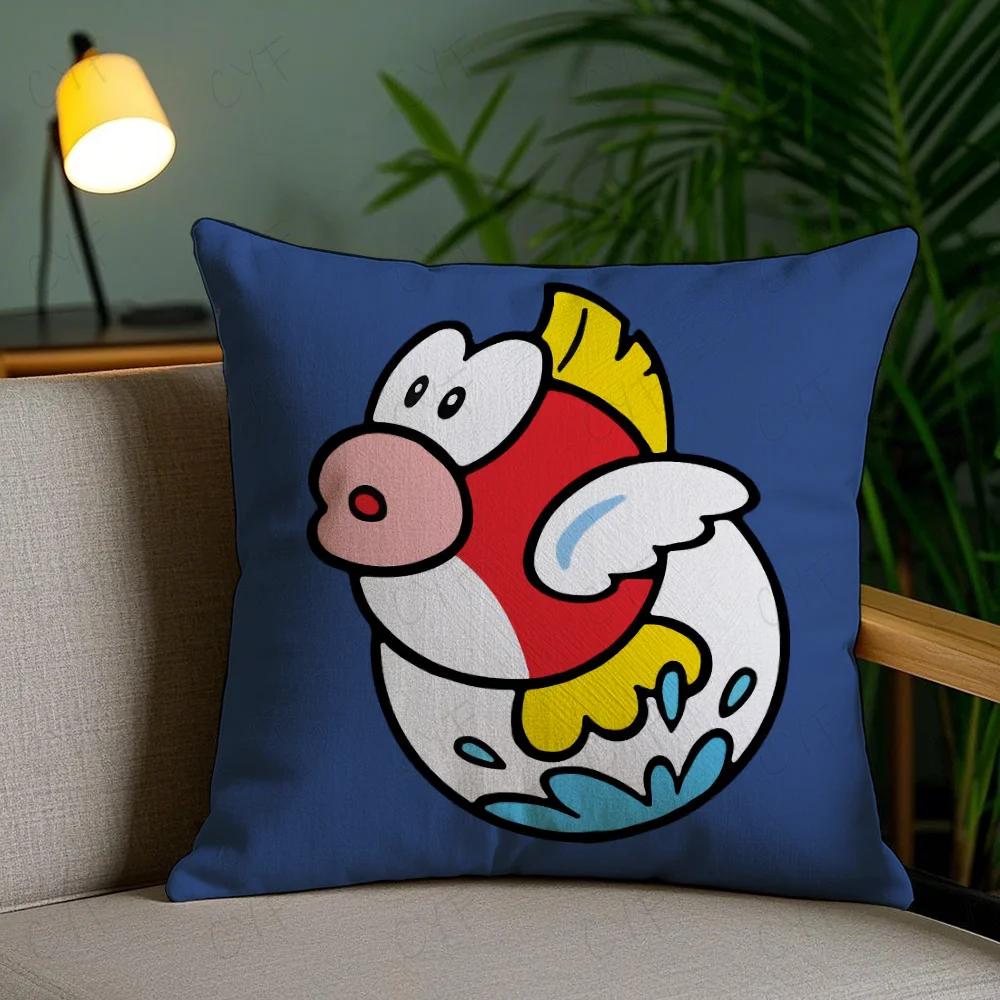Super Cute Style M-MarioS Pillow Case Anti-dustmite Pillowcase Invisible Zipper Silky Short Plush Sofa Cushion Cover