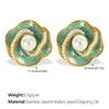 Retro Hong Kong Style Oil Drip Flower Stud Earrings Stainless Steel Gold Plated Simple Small Fashion Pearl Earrings Women