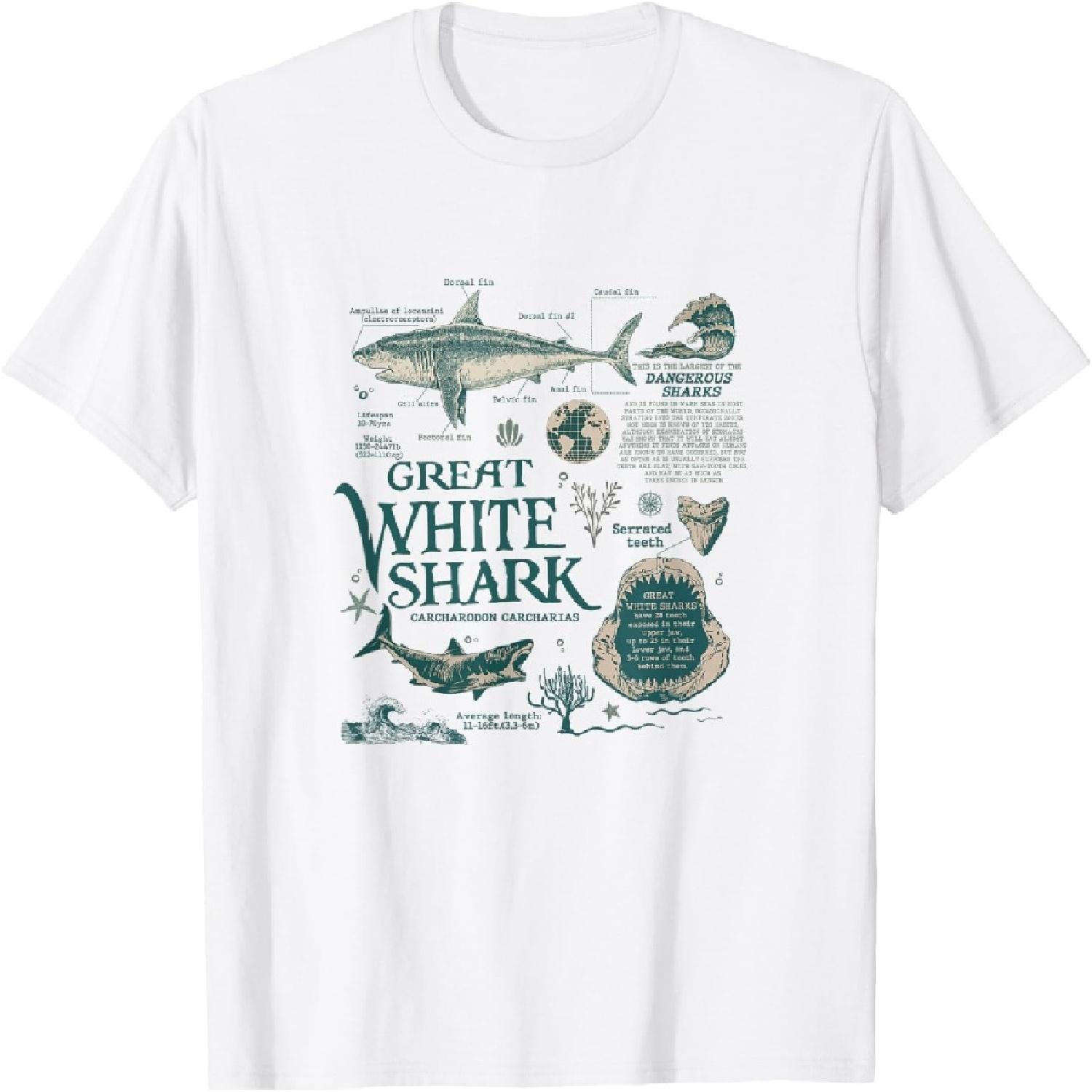Great White Shark Anatomy Marine Biologist Shark Lover T-Shirt XXXXXL белый