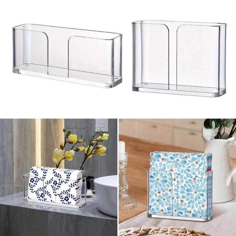 Elegant Clear Acrylic Napkin Dispenser Tabletop Napkins Storage Stand for Kitchen Serviette Dispenser Bathroom Supplies
