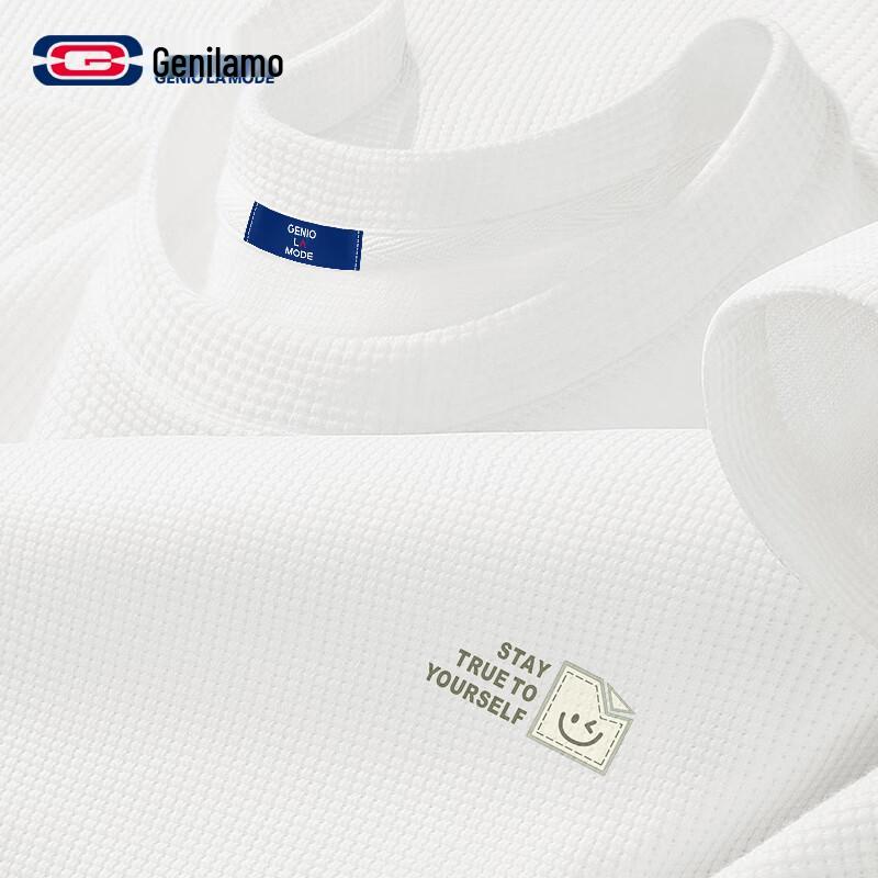 GENIOLAMODE Men s Waffle Texture Short Sleeve T-Shirt L