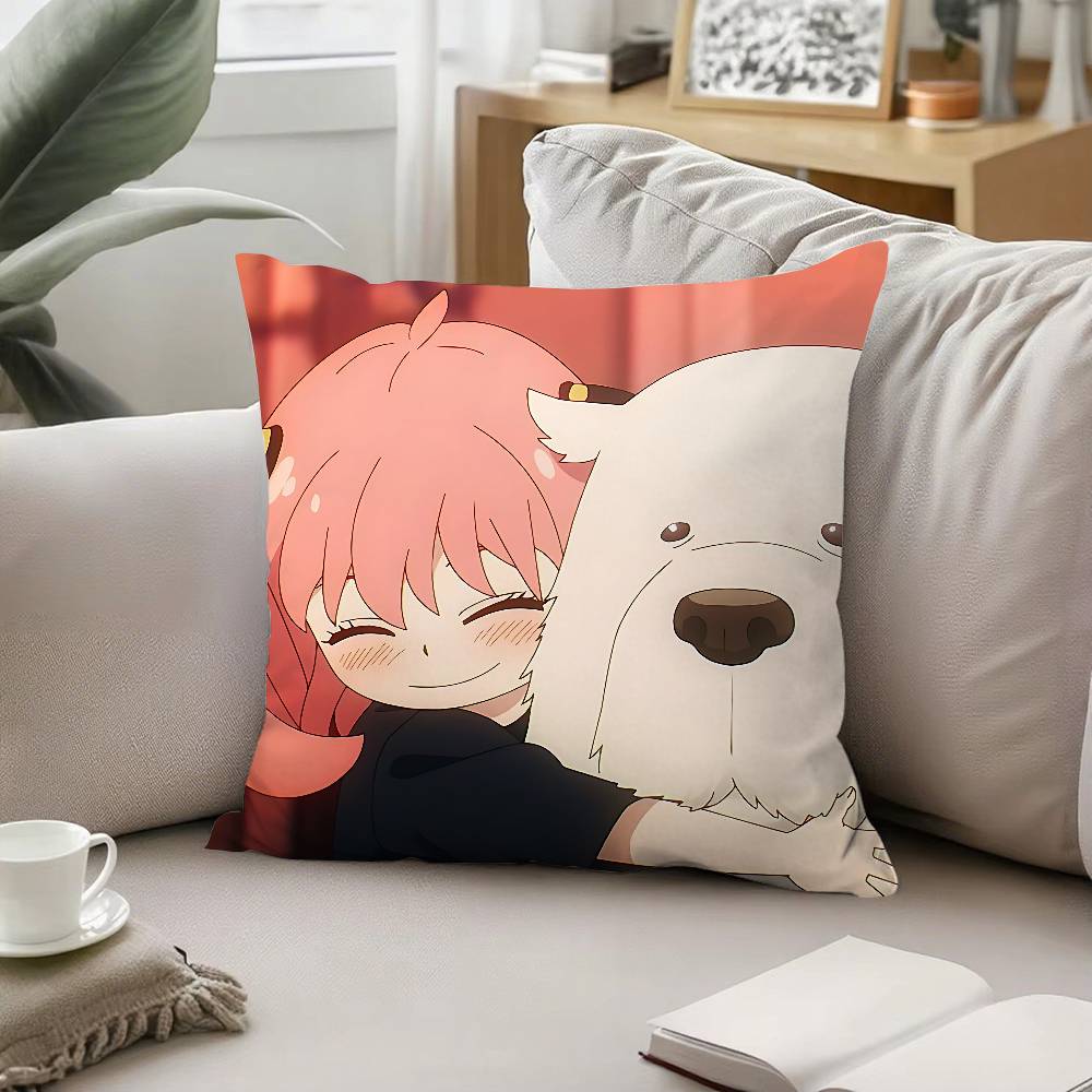 Cute A-Anya Forger Pillow Case Throw Pillow Cover Nordic Vintage Style Cushion Covers Home Living Room Sofa Couch Seat Decor