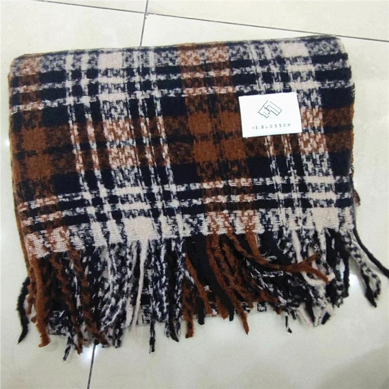 New dry rose pink plaid scarf female Korean atmosphere warm winter white soft fringed shawl scarf tide