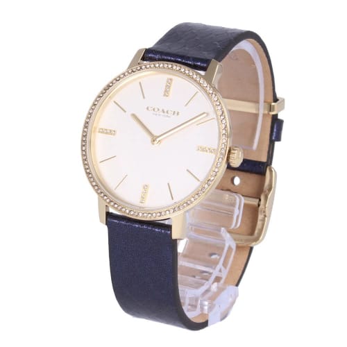 

COACH AUDREY Women s Leather Watch in Navy, Gold, and White (14503351)