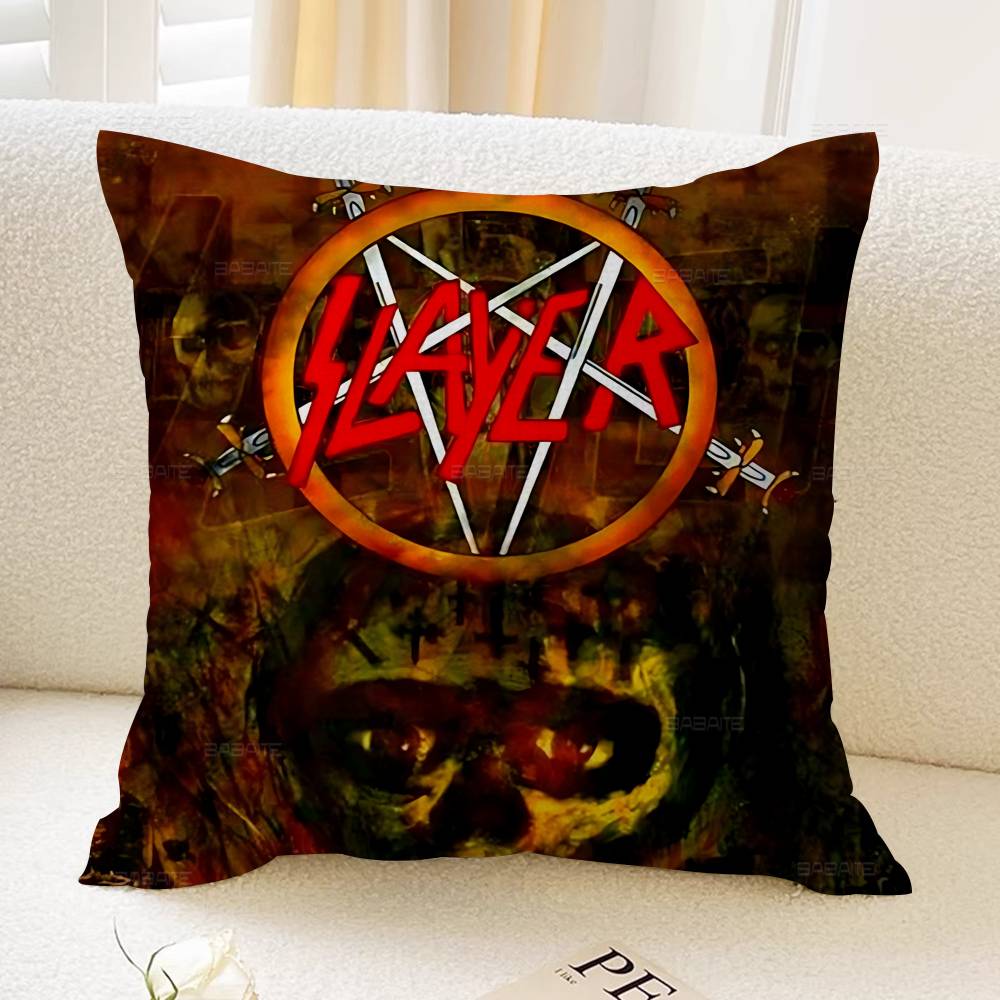 S-Slayer H-Heavy M-Metal Band 45*45cm Cushion Cover Pillow Cover Decor Pillowcase Home Pillowcase For Couch Pillow