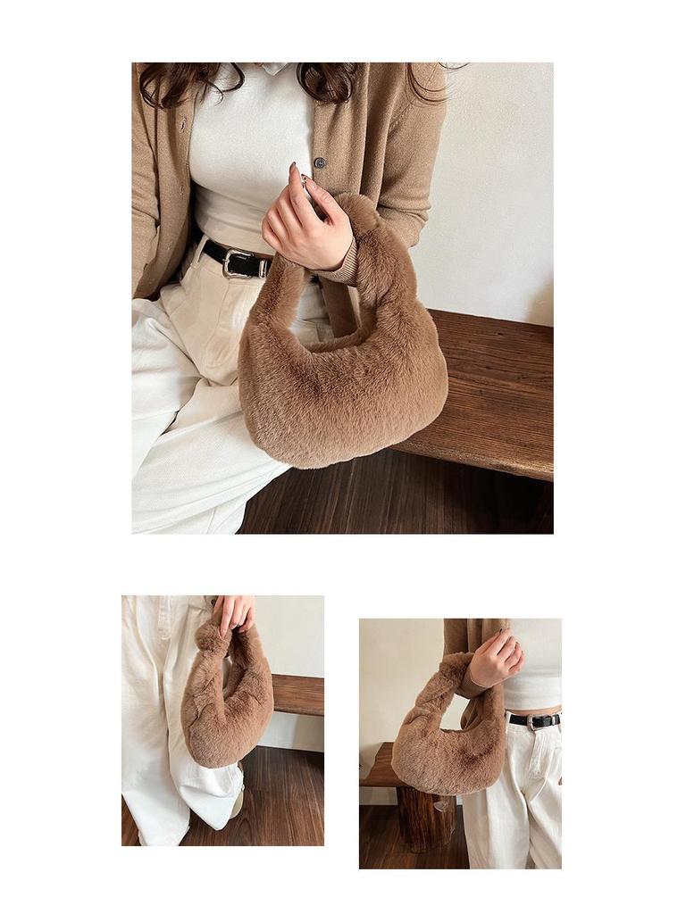 Damen Trendige Winter Plüsch Handtasche - Vielseitige, Stilvolle, Fellige und Süße Kleine Tasche