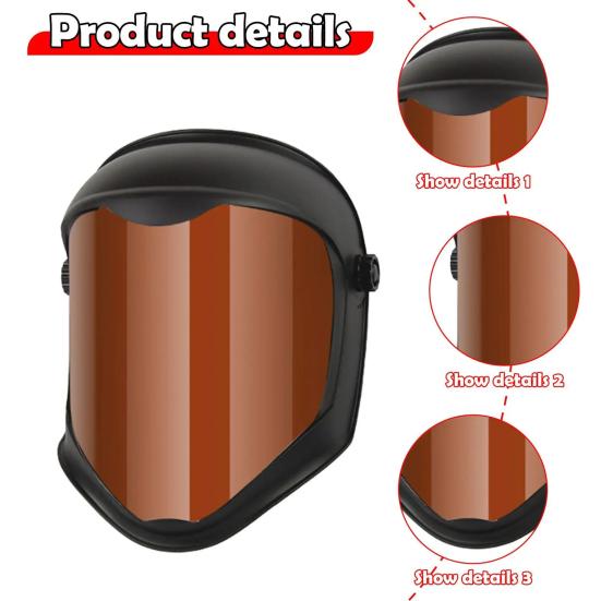 Welding Mask Anti-Fog Protective Full Shield Splash Resistant Adjustable Safety Face Shield with High-Temperature PC Frame Welding Helmet for Work