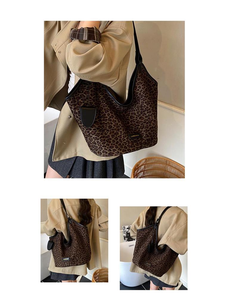 2024 Women's Versatile Leopard Print Large Capacity Crossbody Commuter Shoulder Bag