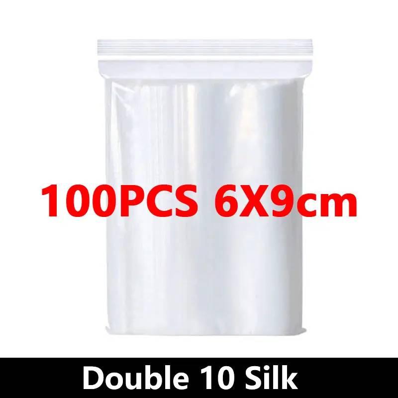 100Pcs Thicken Zipper Sealed Bags Clear Plastic Storage Bag For Small Jewelry Food Packing Reclosable Sealing Bags