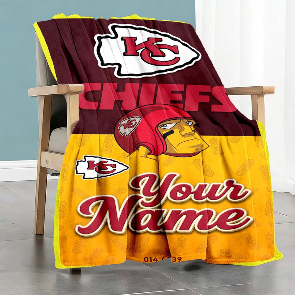 Kansas City Football Personalized Text Blanket Lightweight Customizable Blanket Ultrasoft Versatile For Home Decor Bedding Sofa Livingroom