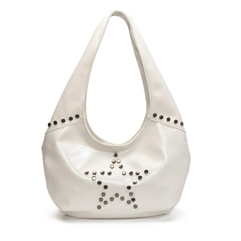 Niche Commuter Women's Bag 2025 New Fashion Shoulder Bag Rivet Underarm Bag Large Capacity European and American Bucket Bag