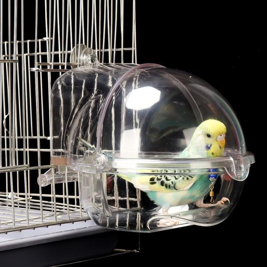 Parrot Bath 3 in 1 Hanging Birds Bath Transparent Parrot House Birdcage Bathing Box for Lovebirds Finches Parakeets