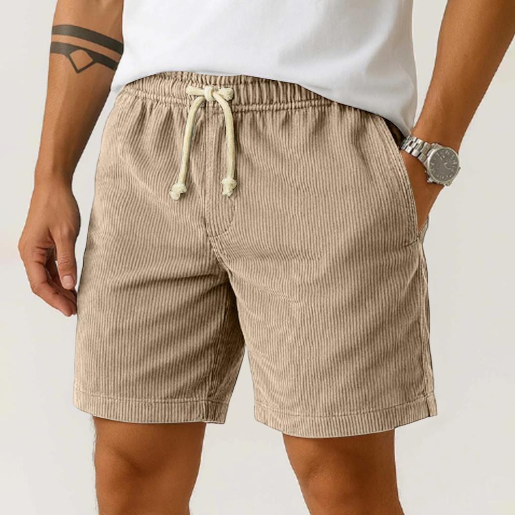 Men's Corduroy Elastic Men's Shorts Casual Beach Pants