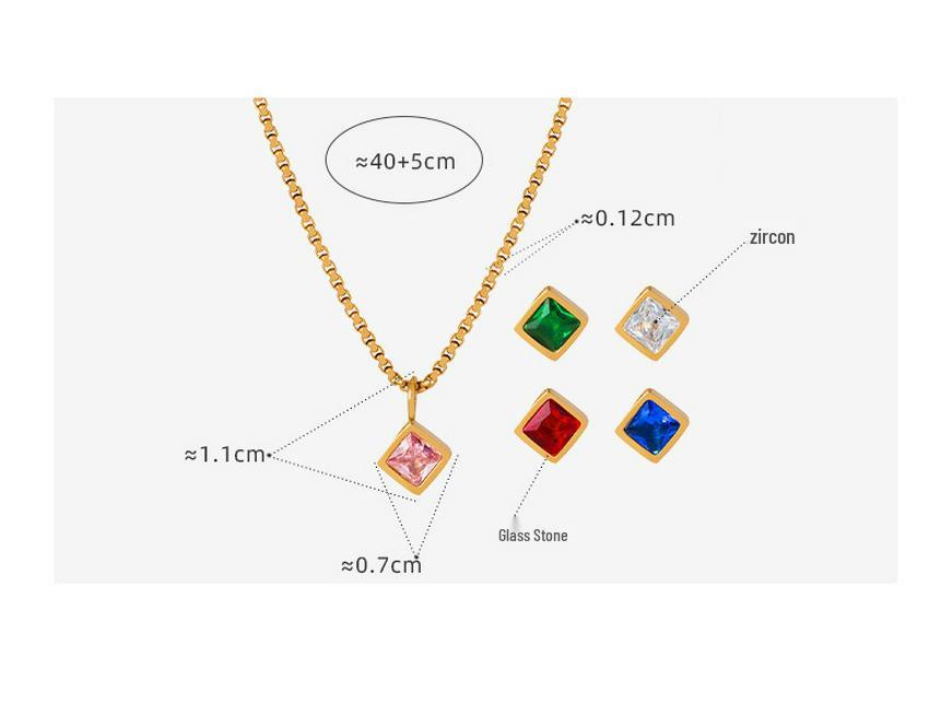 Elegant Zircon Glass Pendant Necklace with Pearl Chain