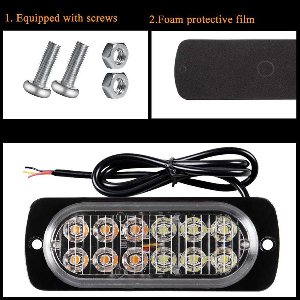 12 Led Lamp Beads Ultra-thin Warning Light 12v-24v 12w Ultra-bright Side Led Flashing Lights For Motorcycle Trolley Truck