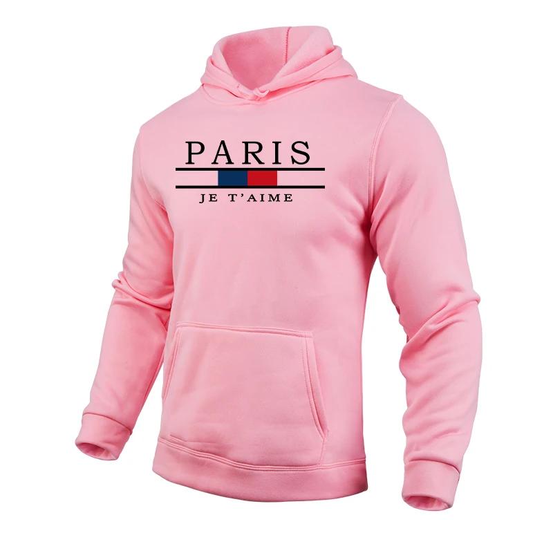 Paris Fashion Hoodie for Men Urban Casual Hooded Long Sleeve Pullover Male All Season Daily Sports Sweatshirt 2025 Men's Clothes