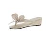Niche design butterfly one-word slippers female summer 2025 new high-heeled slippers fairy style thick-heeled sandals