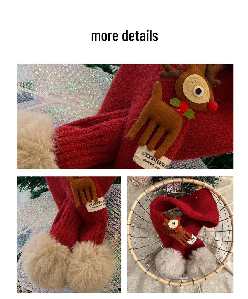 Feiertagsrot Kinder Pompon Strickschal - Warm & Stilvoll für Jungen und Mädchen