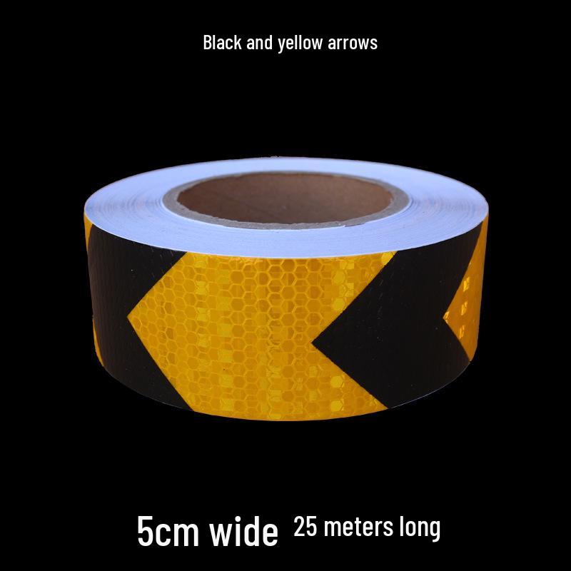 5cm Black Yellow Reflective Honeycomb Arrow Warning Tape Car Sticker