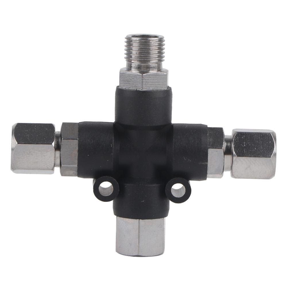 1/8in BSP Air Splitter Fitting Connector Black Multi-function Air Hose Adaptor 3 Way Three Outlets Air Pump Connector