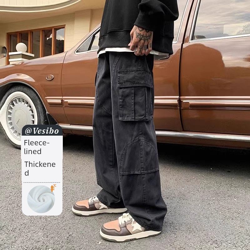 American Retro Stylish Wide Leg Leisure Cargo Pants