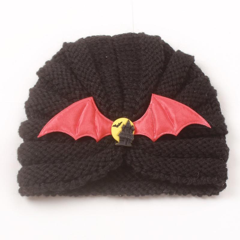 Halloween Children's Pullover Hat Pumpkin Bat Dress, Baby Winter Warm Knitted Hat, Baby Hat