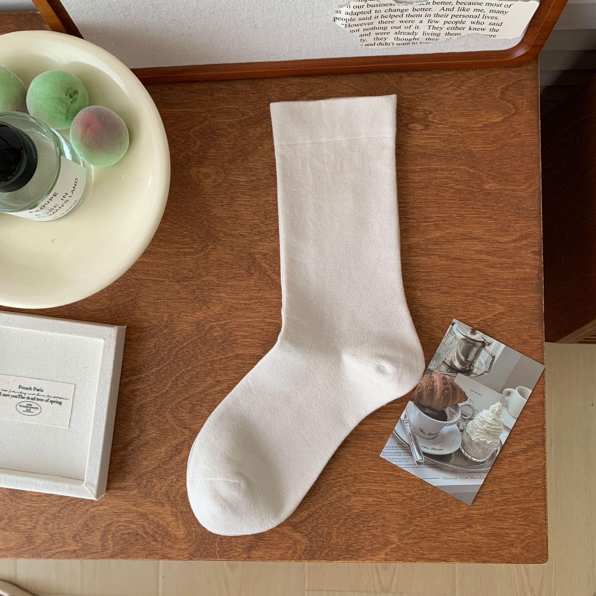 

1/5/10 пар женских гольфов средней длины однотонные повседневные носки хлопковые носки One Size(1 pair) бежевый