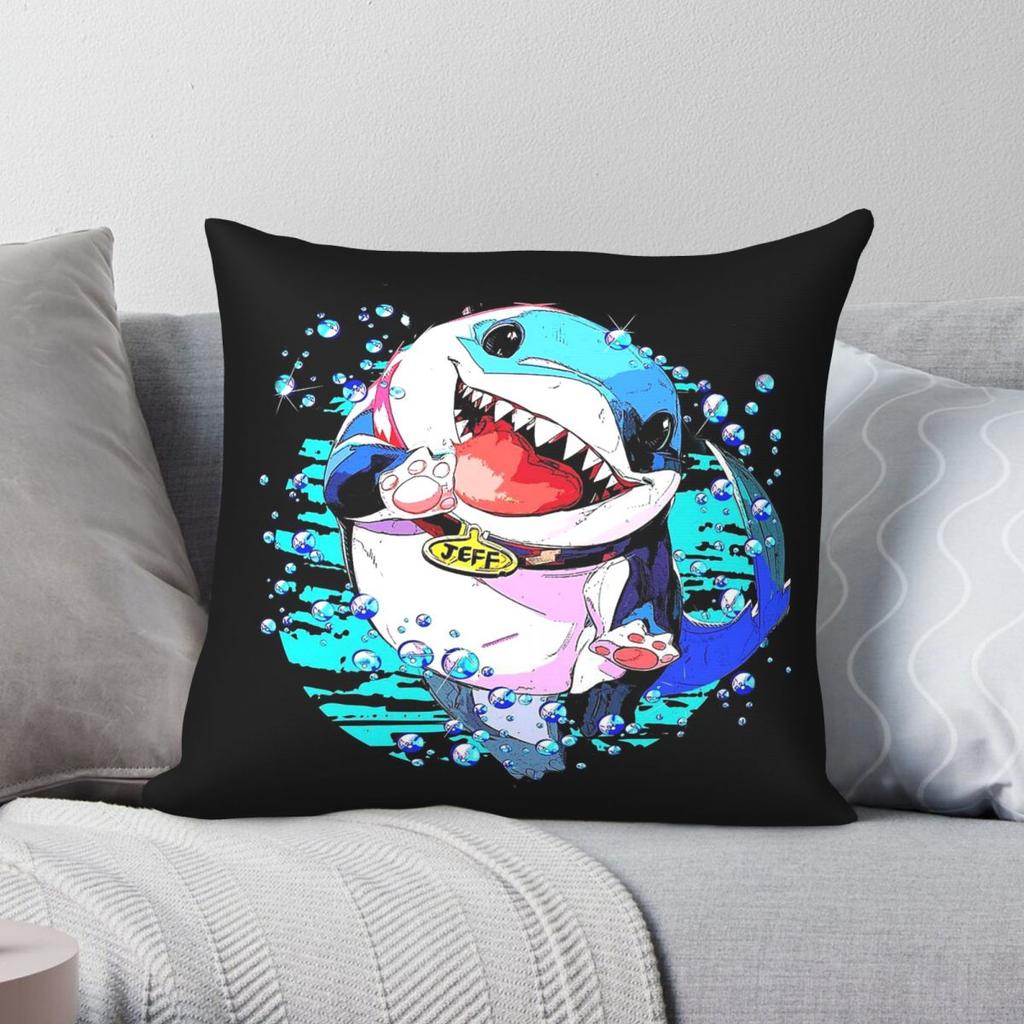 Jeff The Land Shark Square Pillowcase Polyester Linen Velvet Creative Zip Decor Throw Pillow Case Room Cushion Cover