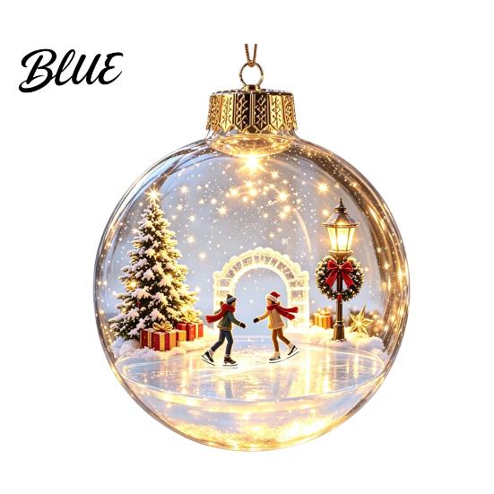 Albero di Natale Appeso Luce LED Calda Ornamento Luminoso a Racconto Pallina Luminosa con Luce Mini Decorazioni Festività Scena Trasparente