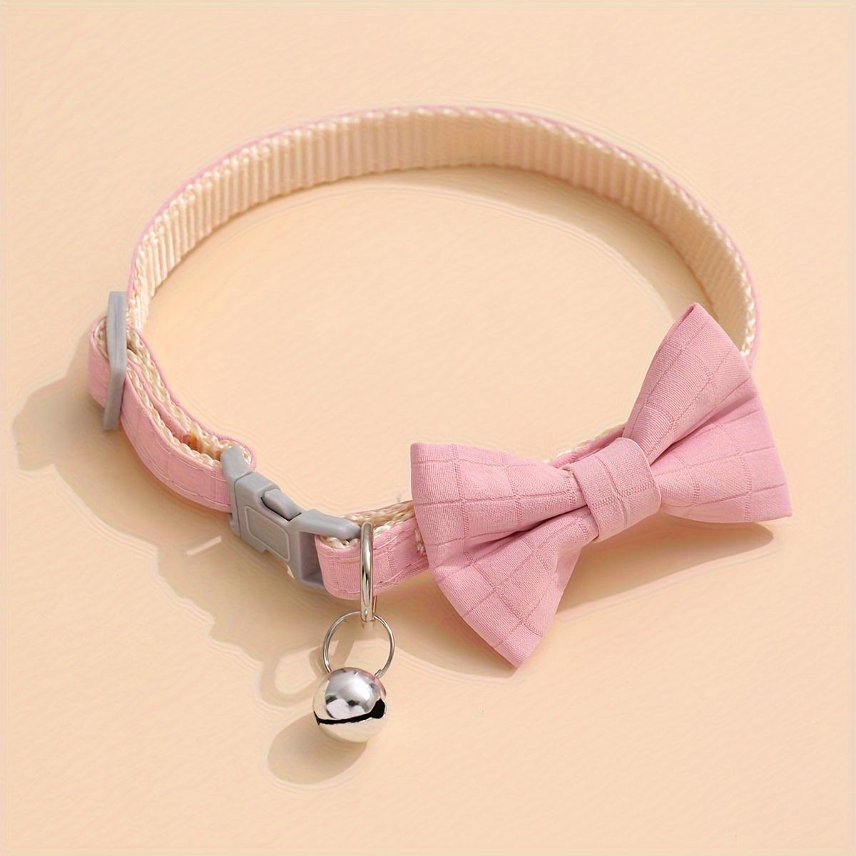 

Adjustable Plaid Bow Tie Pet Collar with Bell - Nylon, Perfect for Small Cats & Dogs XS