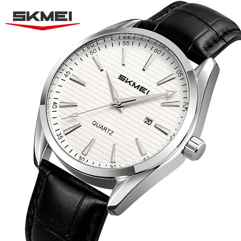 Mens Business Wristwatch With Leather Band And Waterproof Quartz Movement For Professional Adults