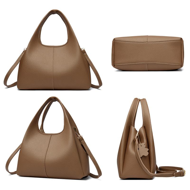 Weiche Leder Bucket Bag Damen High-End Rindsleder Textur Schulter Umhängetasche Handtasche mit großem Fassungsvermögen