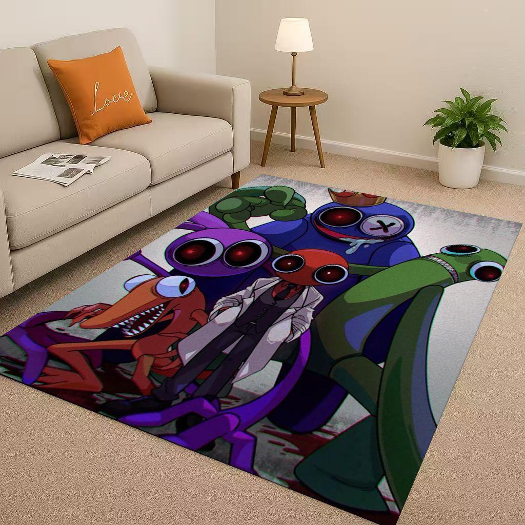 HD R-Rainbow Friends Game Cartoon Living Room Non-Slip Area Rug Carpet for Bedroom Playroom Sofa,Easy Clean Home Decor Doormat