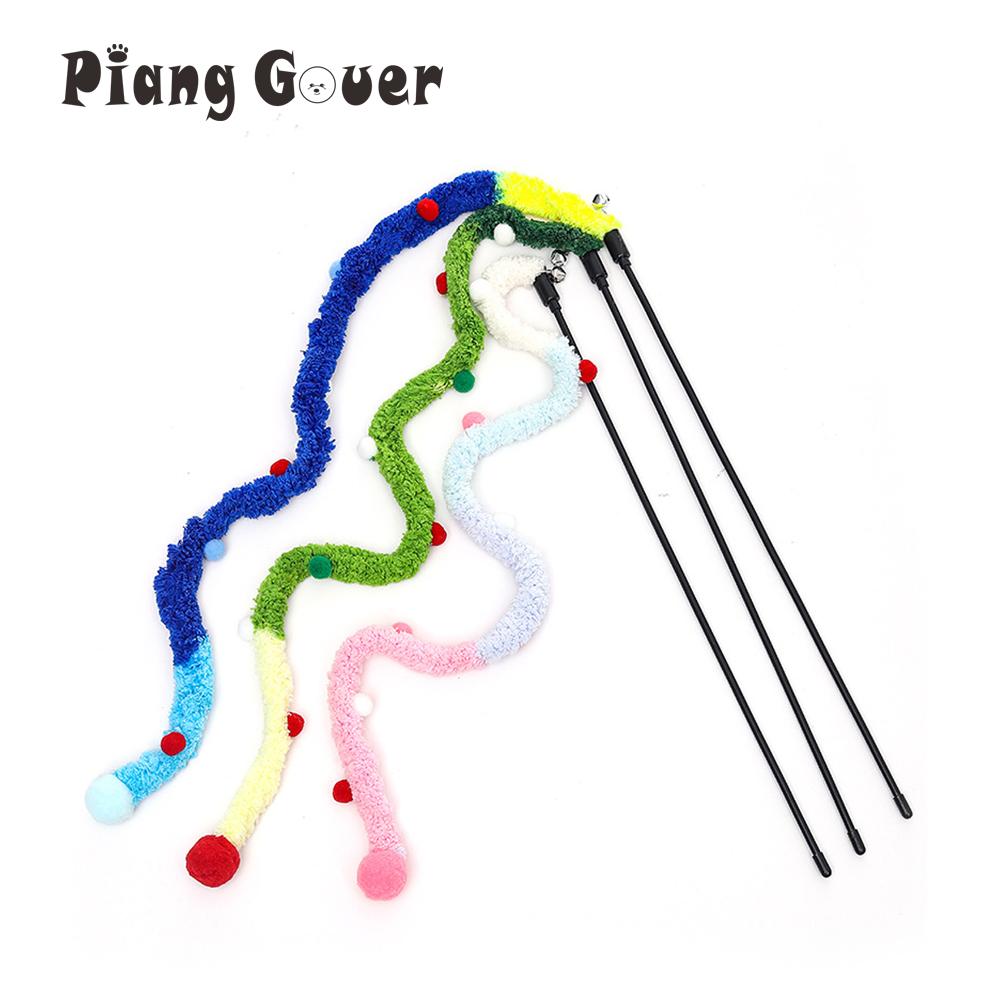 3pcs Plush Cat Teaser Funny Stick Cat Toy Rod Pet Toy Christmas Gift Supplies
