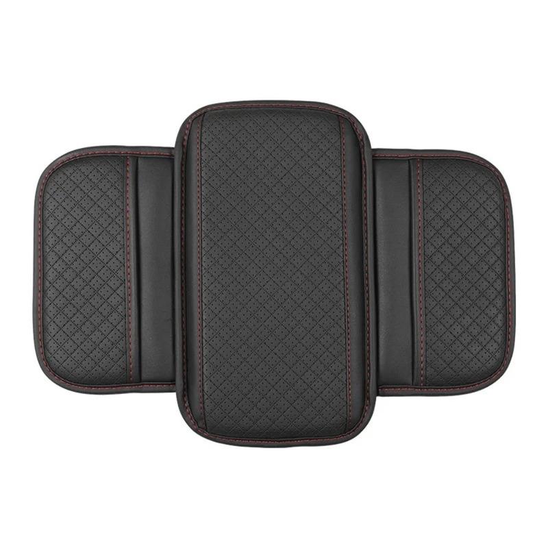 Leather Car Armrest Box Pad Memory Foam Center Console Arm Rest Protector Cover with Storage Pocket Elbow Rest Cushion