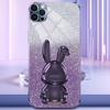 For iPhone 12 Pro Electroplating Rabbit Drop-proof Case Pull-out Kickstand Phone Cover