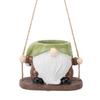 Swing Plant Pot Resin Cute Faceless Gnome Figurine Decorative Hanging Planter for Indoor Outdoor