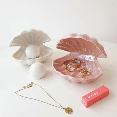 Concha de Cerâmica com Luz Noturna de Pérola Concha de Fada LED Lâmpada de Cabeceira Decoração Lâmpada de Mesa Luzes de Mesa Para Quarto de Crianças Decoração de Casa